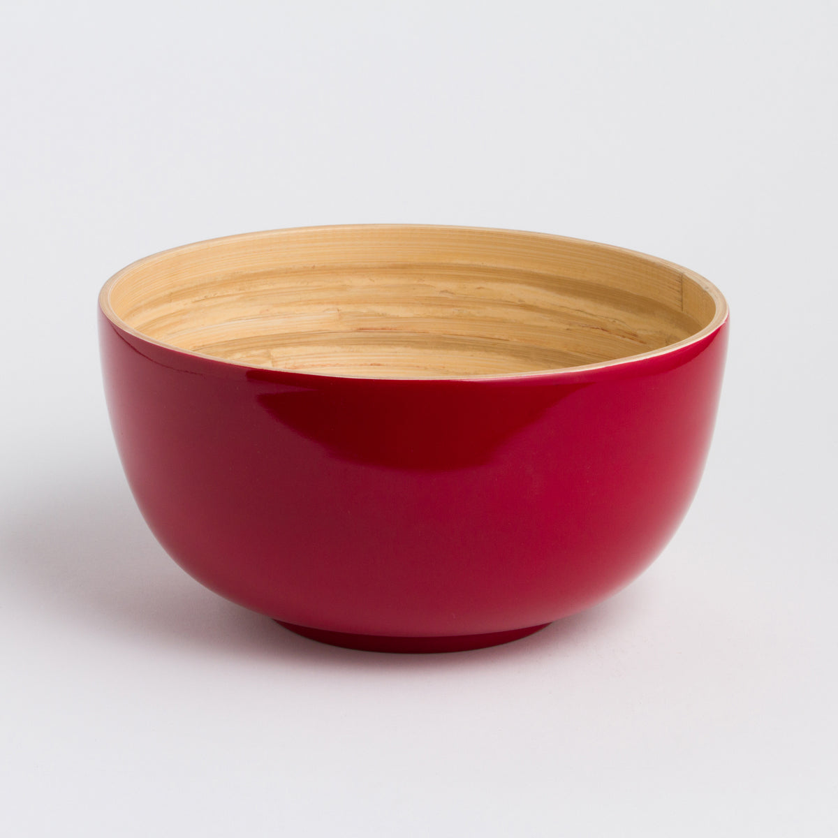 TCHON Bamboo Salad Bowl (Medium) in red with a natural bamboo interior, perfect for salads and pasta.