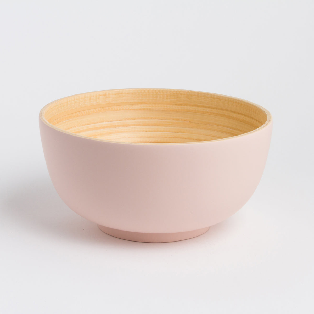 TCHON Bamboo Salad Bowl (Medium) in elegant pink color with natural bamboo interior, perfect for salads or pasta.