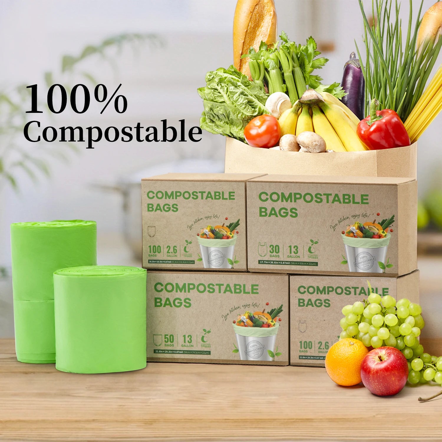 EcoNest Kitchen 13 Gallon Compostable Trash Bags