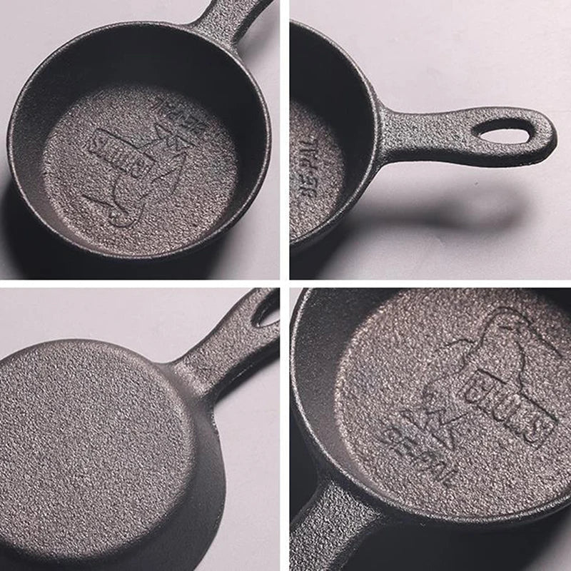 EcoNest Kitchen 8.5CM Cast Iron Skillet, non-stick mini frying pan for eggs, durable cookware designed for even heat distribution.