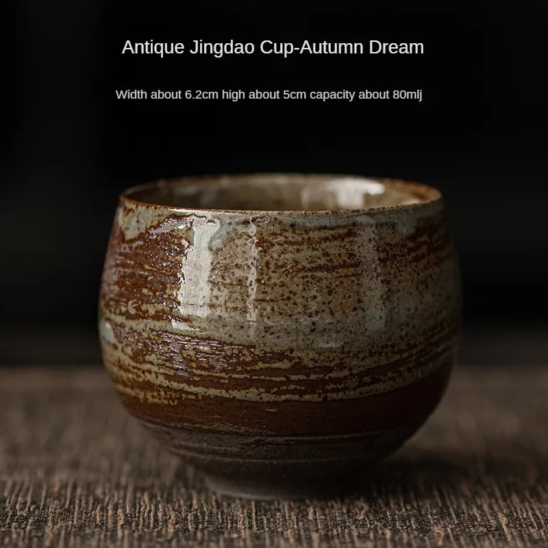 Antique Jingdao Cup-Autumn Dream on a dark background