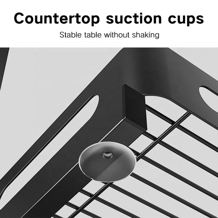 Black 3-tier expandable metal spice rack for kitchen storage and seasoning organization.