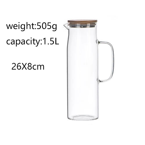 EcoNest Glass Kettle with Bamboo Lid – Eco-Friendly 1000ML/1500ML Juice and Coffee Pitcher