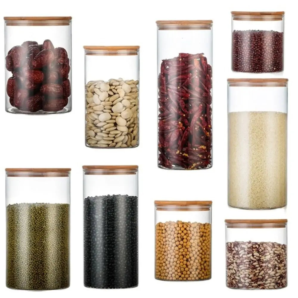 EcoNest Kitchen glass storage jar with bamboo lid – airtight and eco-friendly container for pantry organization