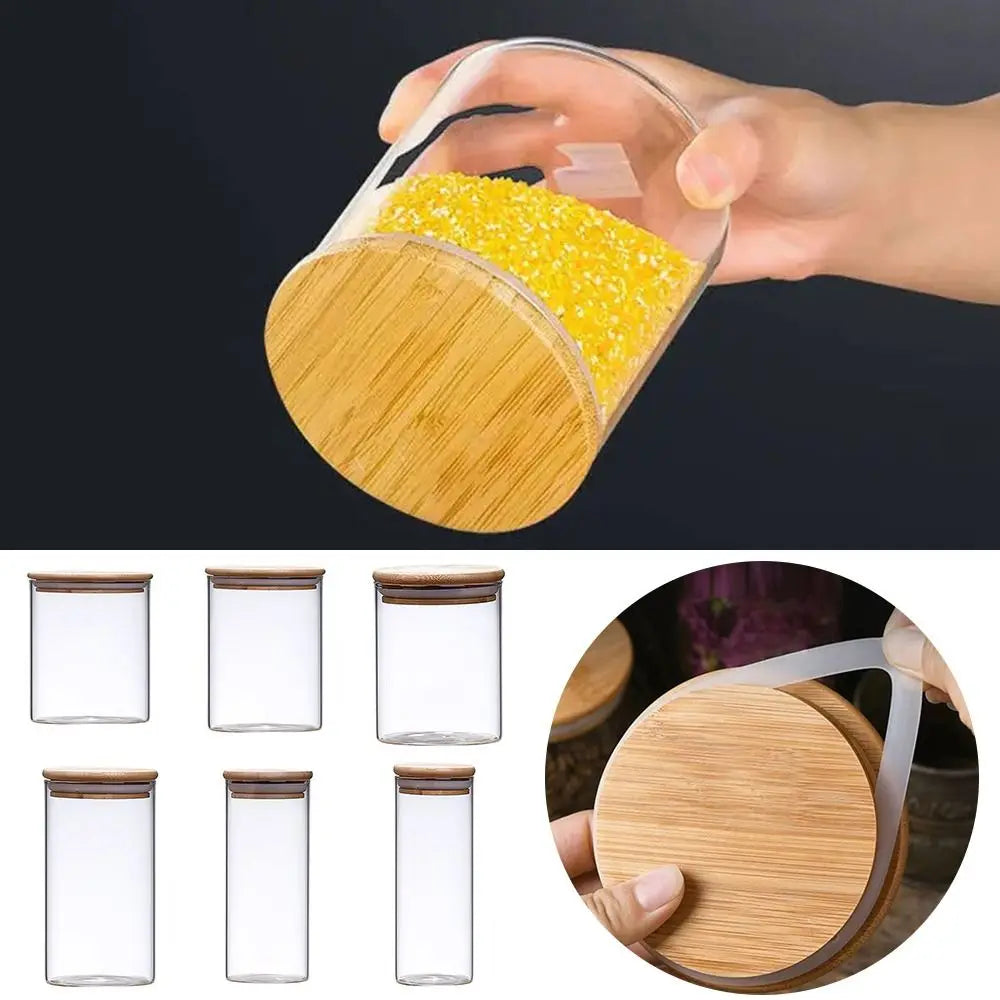 EcoNest Kitchen glass storage jar with bamboo lid – airtight and eco-friendly container for pantry organization