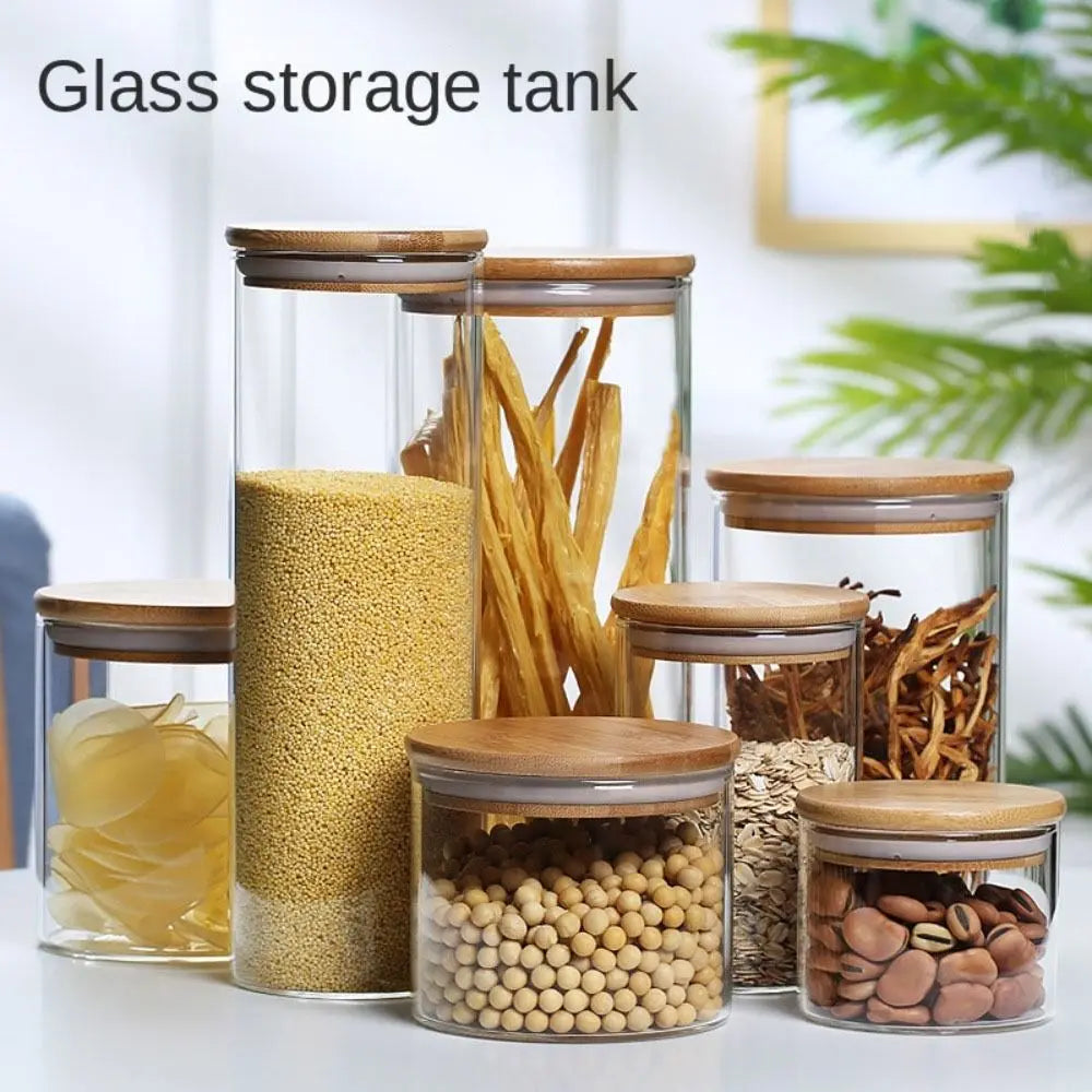 EcoNest Kitchen glass storage jar with bamboo lid – airtight and eco-friendly container for pantry organization