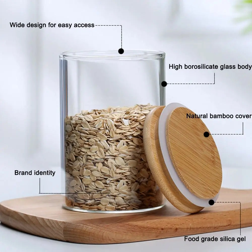 EcoNest Kitchen glass storage jar with bamboo lid – airtight and eco-friendly container for pantry organization