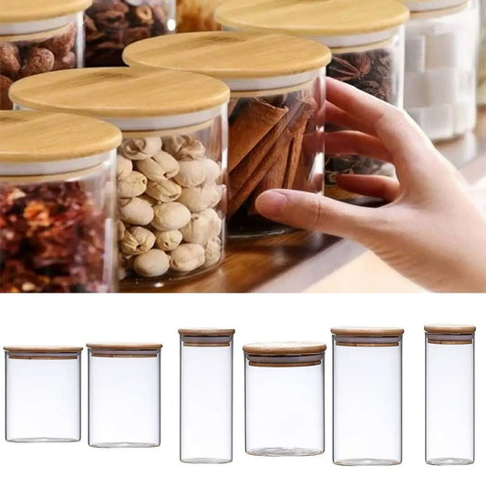EcoNest Kitchen glass storage jar with bamboo lid – airtight and eco-friendly container for pantry organization