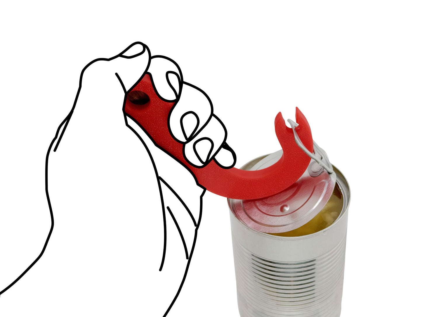 EcoNest Intulon Hook Can Opener - Can Tab Puller 2‑Pack (BPA‑free PLA) in use to open a can.