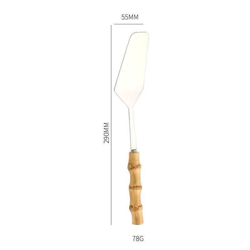 EcoNest Kitchen Natural Bamboo Pizza and Cheese Tool Set with stainless steel blades for eco-friendly serving