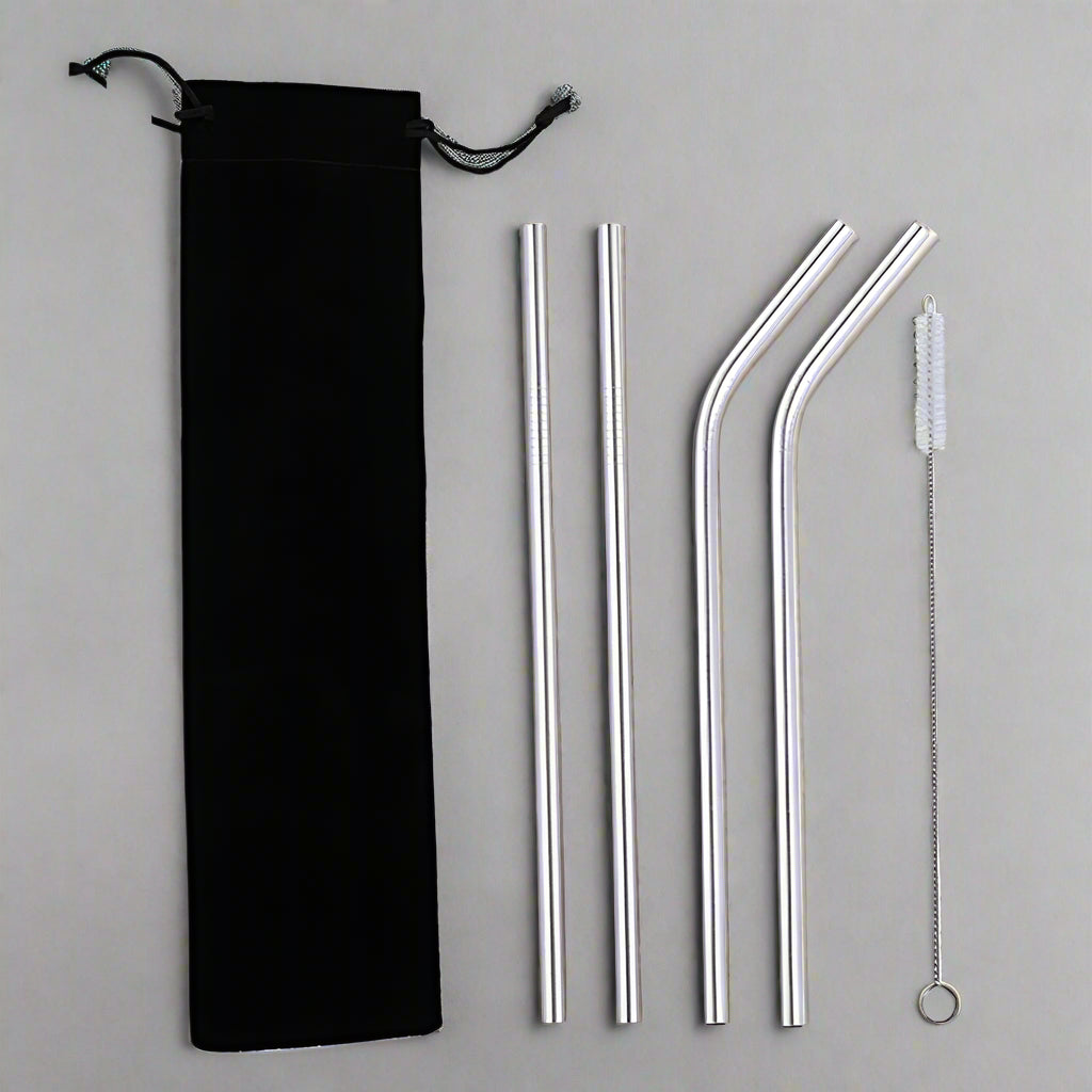 EcoNest Kitchen 5-Piece Colorful Stainless Steel Reusable Straw Set for eco-friendly drinking