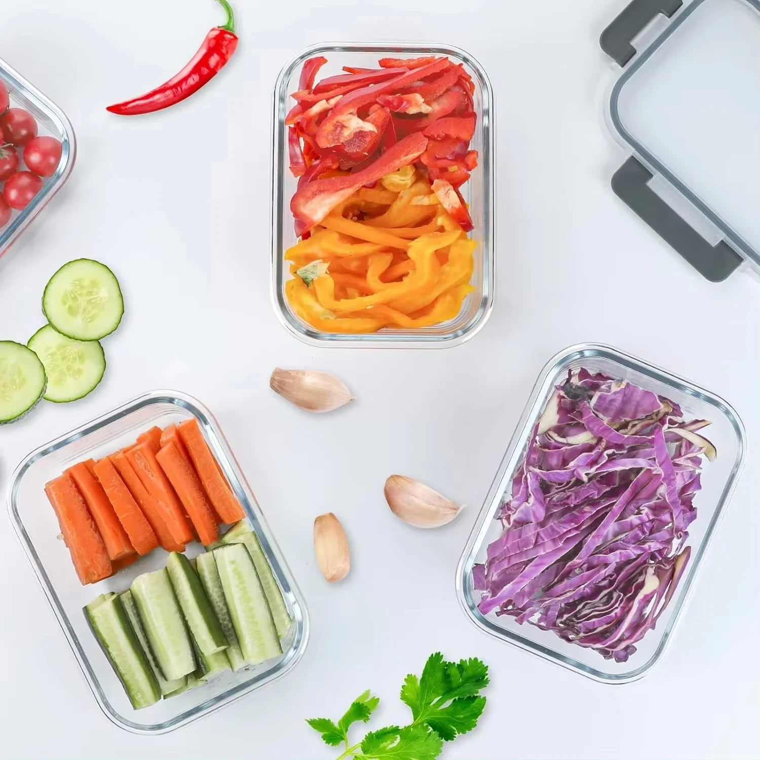 EcoNest Kitchen glass meal prep container with locking lid