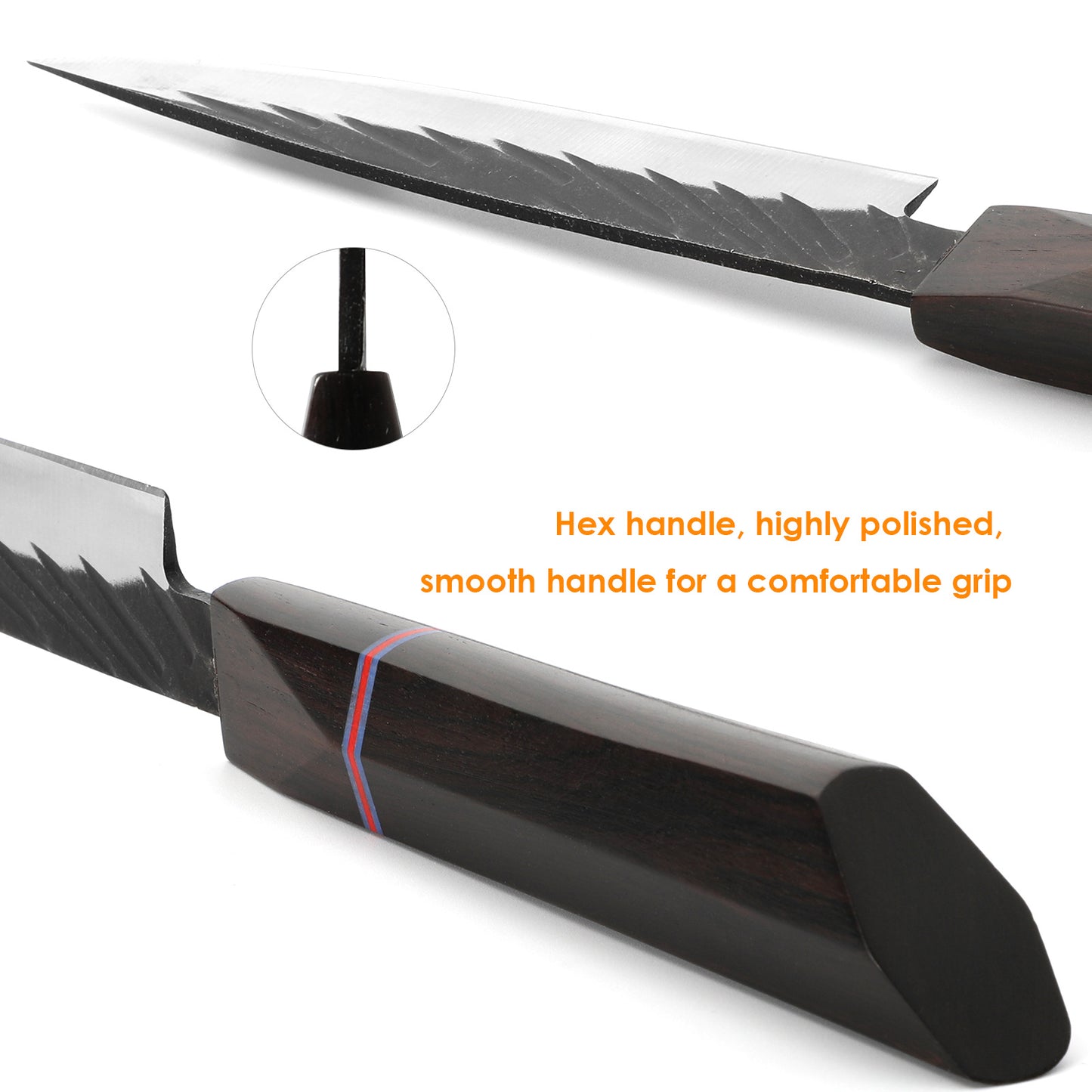 Knife with a hexagonal handle on a white background