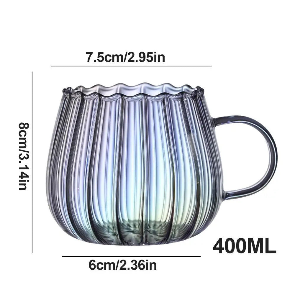 EcoNest Kitchen Heat-Resistant Recycled Glass Striped Cup with Handle for hot and cold beverages