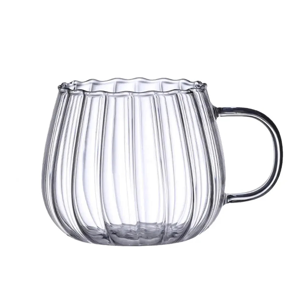 EcoNest Kitchen Heat-Resistant Recycled Glass Striped Cup with Handle for hot and cold beverages