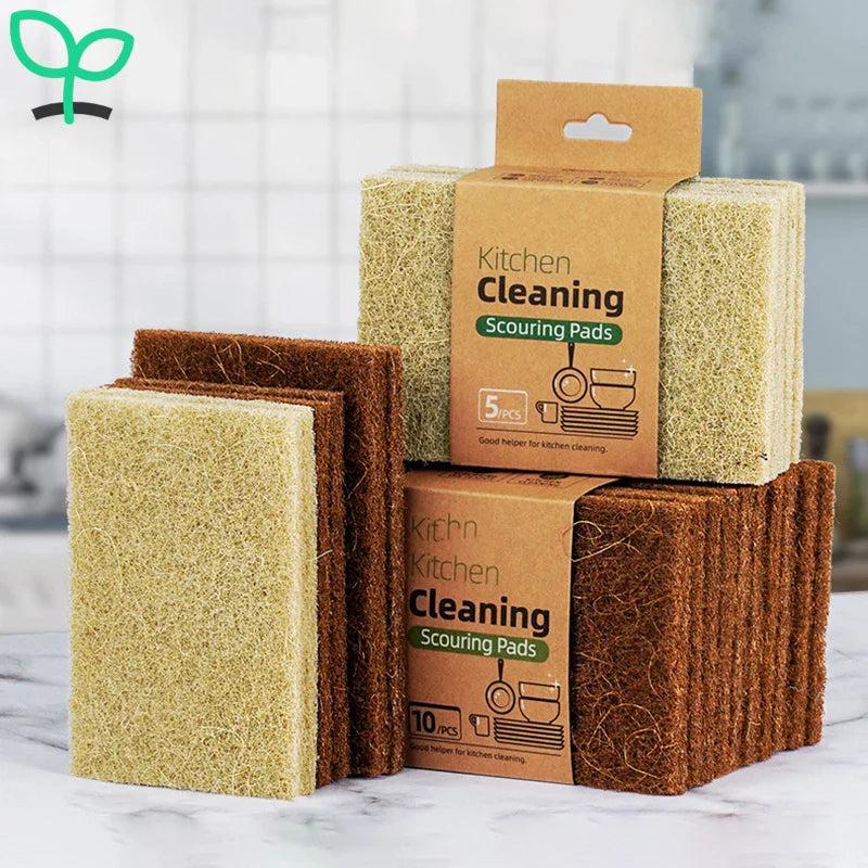 A set of EcoNest Kitchen Sisal Microfiber Sponges in packaging, showcasing the natural fiber texture, ideal for eco-friendly dishwashing and cleaning.