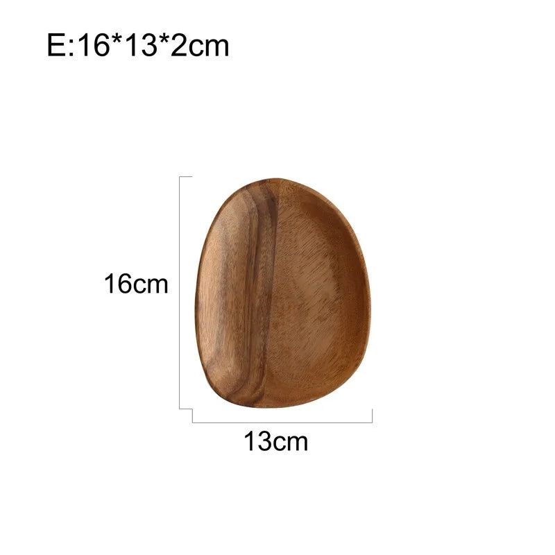 Wooden dish with dimensions labeled on a white background
