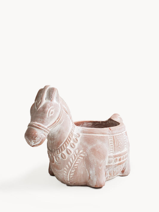 EcoNest Kitchen Terracotta Horse Pot - Unique Handmade Planter