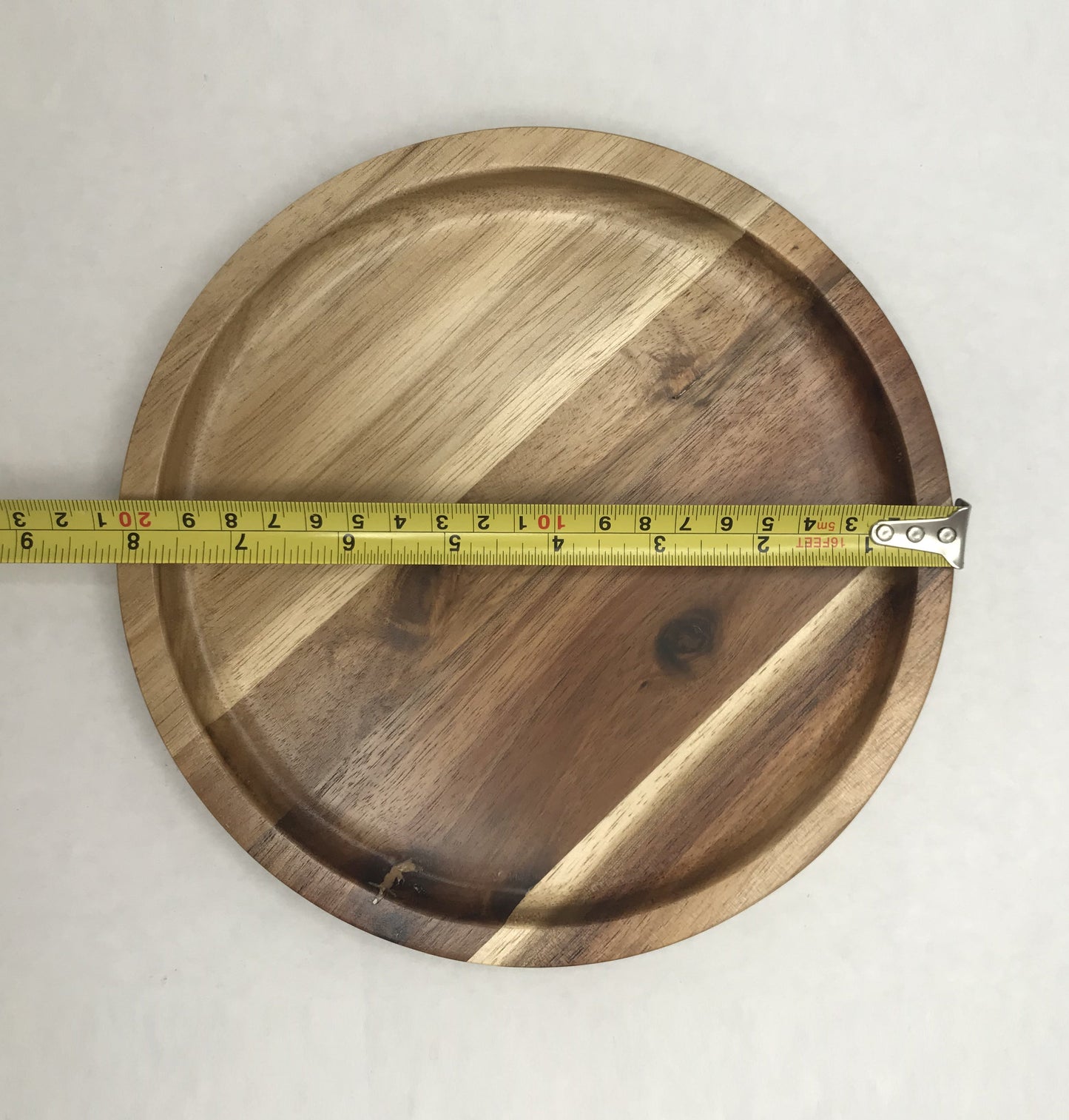 EcoNest Kitchen Zavis Green Acacia Wood Round Stackable Plate - 8” Dishwasher Safe