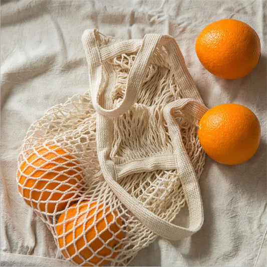 EcoNest Kitchen portable cotton mesh grocery bag with handle
