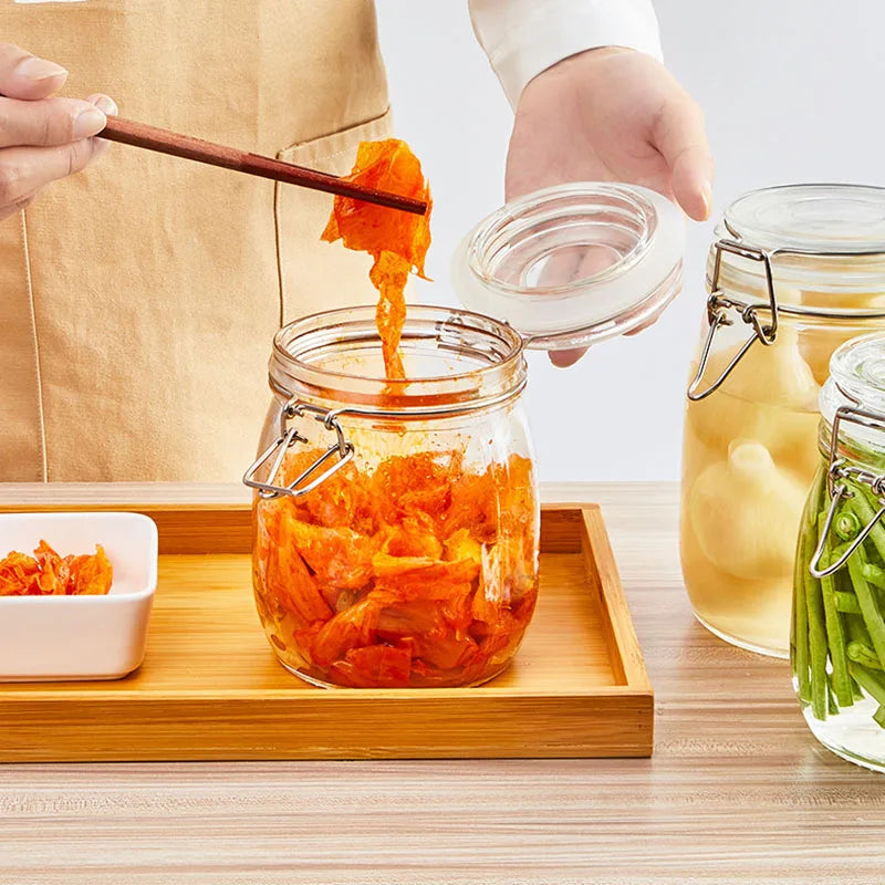 EcoNest Kitchen Sealed Glass Jars with Clip Lids