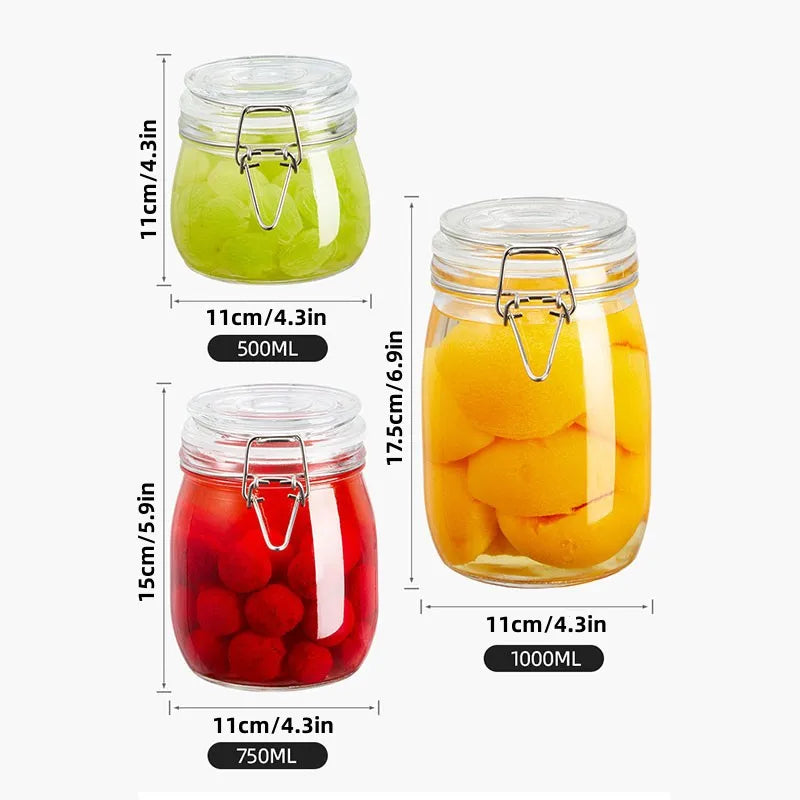 EcoNest Kitchen Sealed Glass Jars with Clip Lids