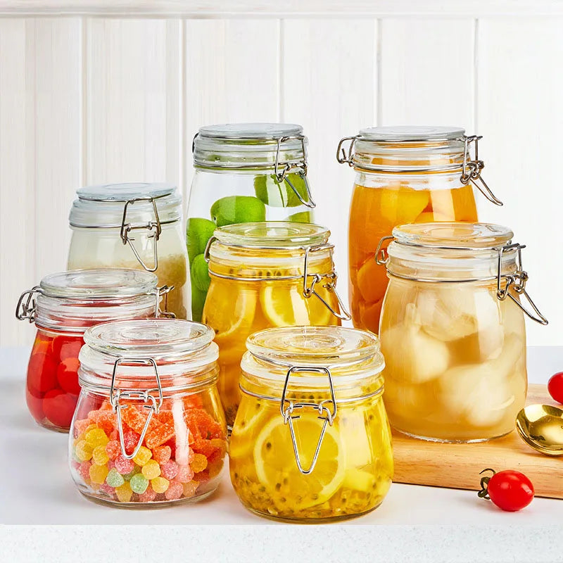 EcoNest Kitchen Sealed Glass Jars with Clip Lids