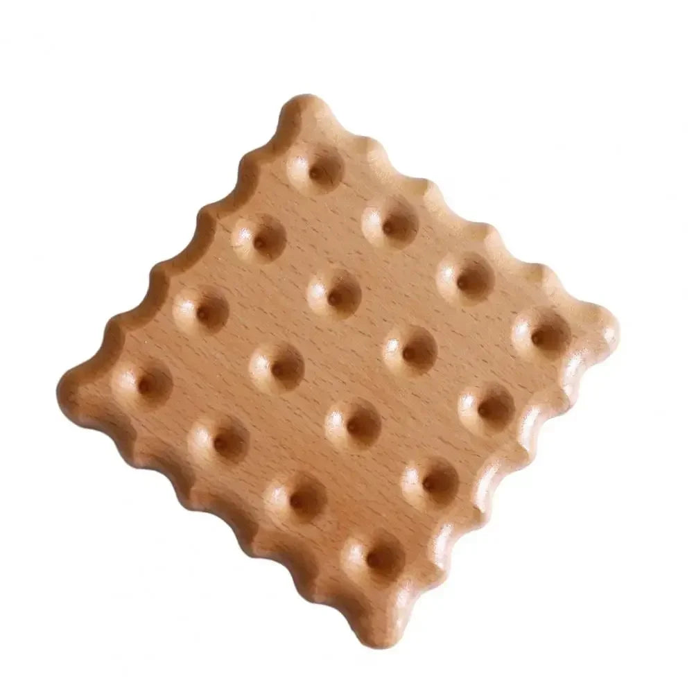 Wooden puzzle with a diamond shape and holes on a white background