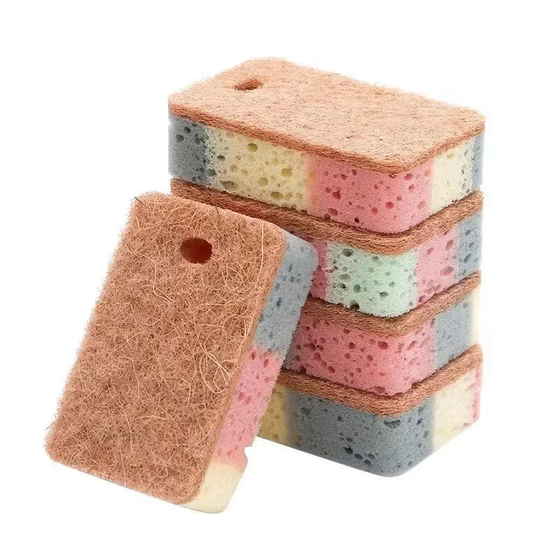 Set of colorful sponges on a white background