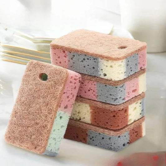 Set of colorful sponges on a white background
