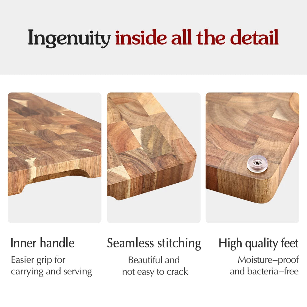 HEZHEN Double-Sided Acacia Wood Cutting Board