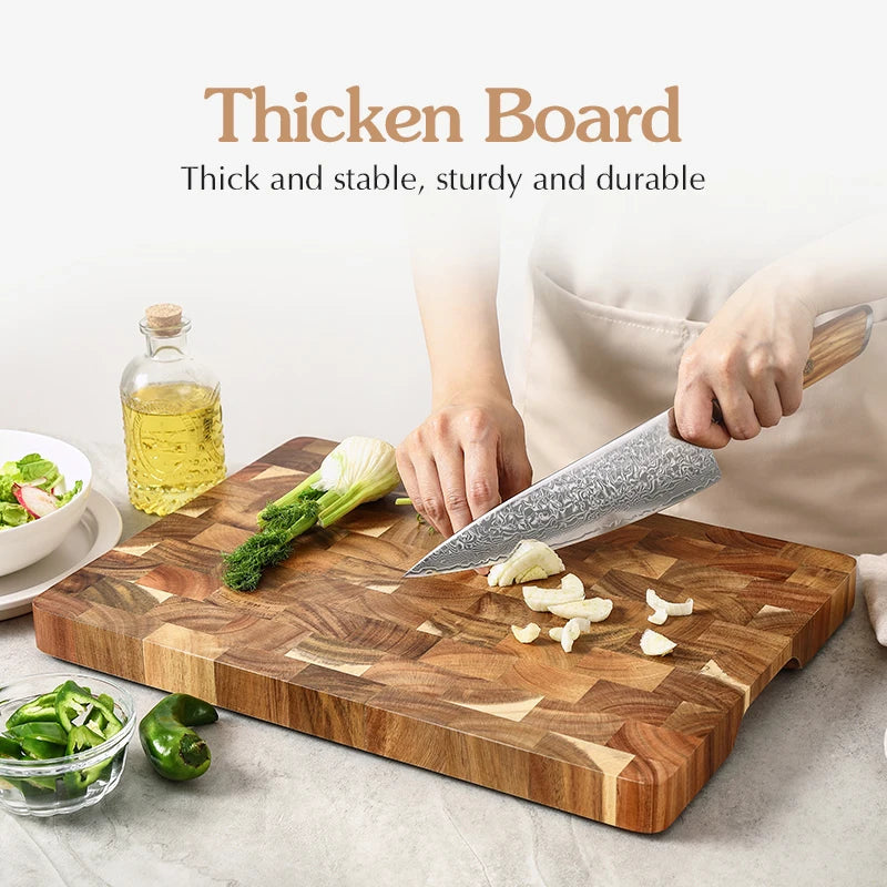 HEZHEN Double-Sided Acacia Wood Cutting Board