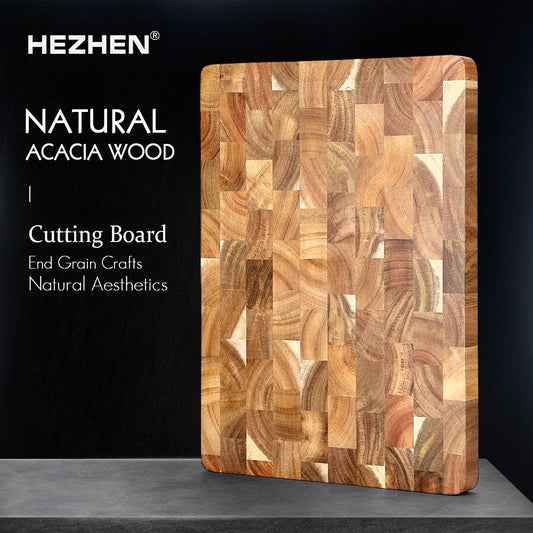 HEZHEN Double-Sided Acacia Wood Cutting Board