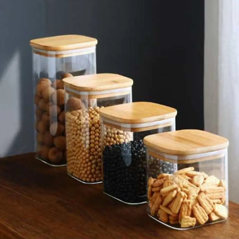 EcoNest Kitchen High Borosilicate Glass Storage Jar with Bamboo Lid