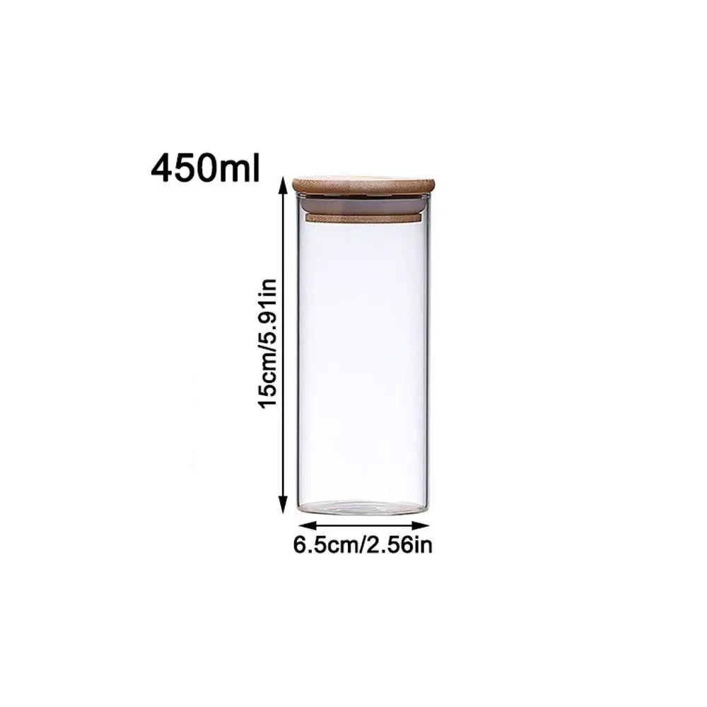 EcoNest Kitchen High Borosilicate Spice Jar with Bamboo Lid