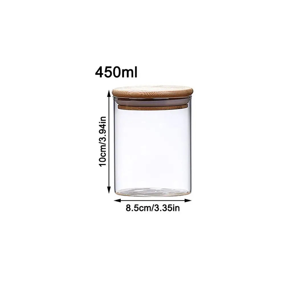 EcoNest Kitchen High Borosilicate Spice Jar with Bamboo Lid