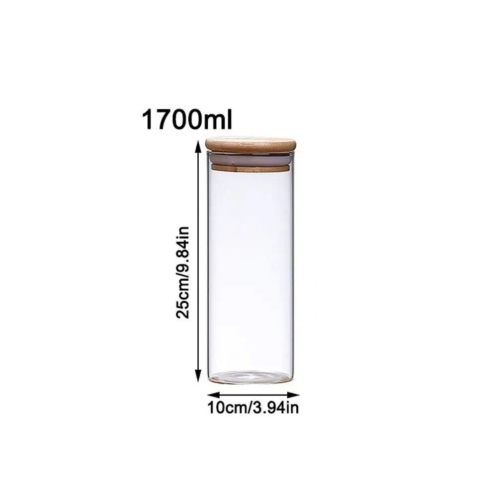 EcoNest Kitchen High Borosilicate Spice Jar with Bamboo Lid