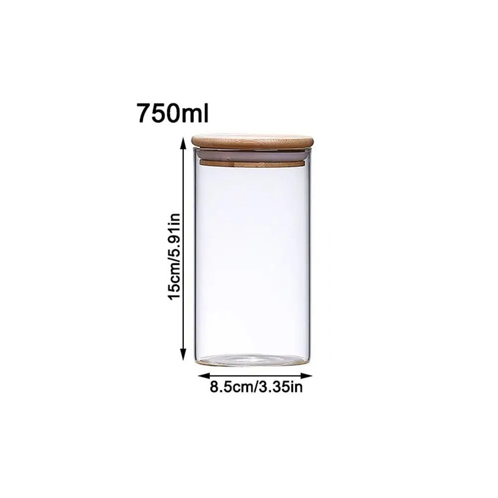 EcoNest Kitchen High Borosilicate Spice Jar with Bamboo Lid