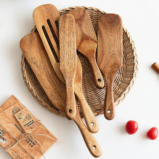 MEXQCH Teak Wood Spatula Set for Non-Stick Cookware