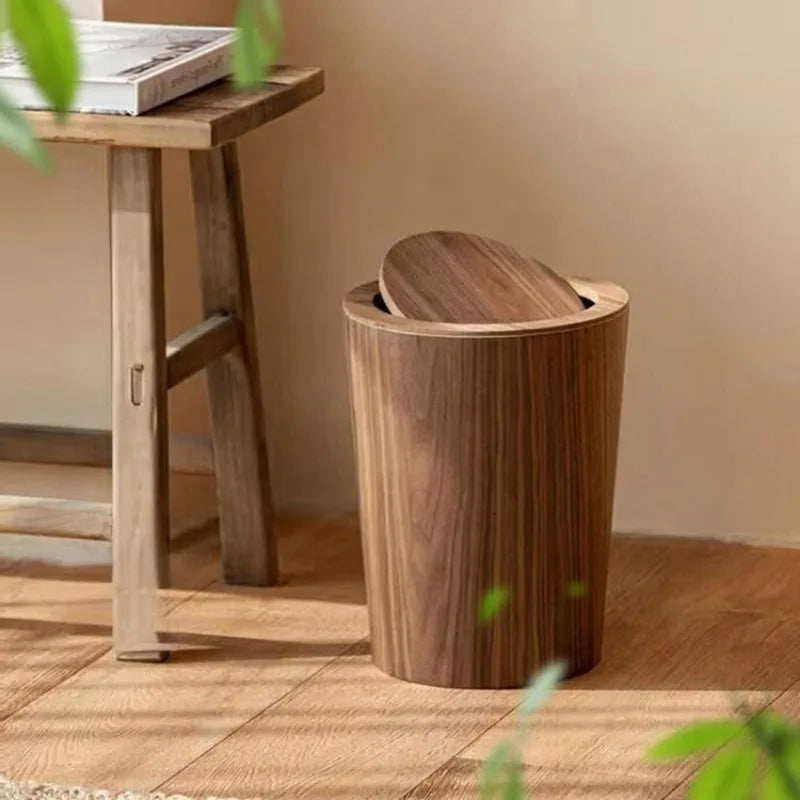 EcoNest Kitchen Wooden Wastebasket with Nordic and Japanese Design