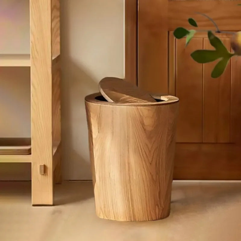 EcoNest Kitchen Wooden Wastebasket with Nordic and Japanese Design