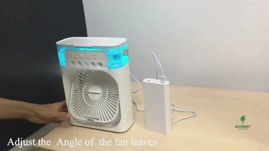 Xiaomi 3-in-1 portable air conditioner fan with LED night light – eco-friendly personal cooler and humidifier, USB rechargeable, compact modern design