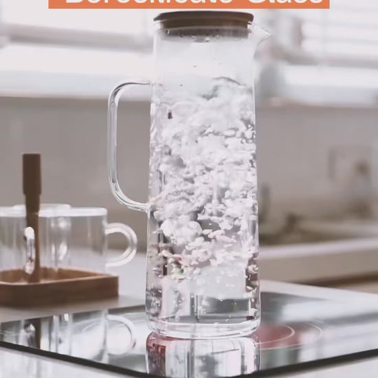 EcoNest Glass Kettle with Bamboo Lid – Eco-Friendly 1000ML/1500ML Juice and Coffee Pitcher