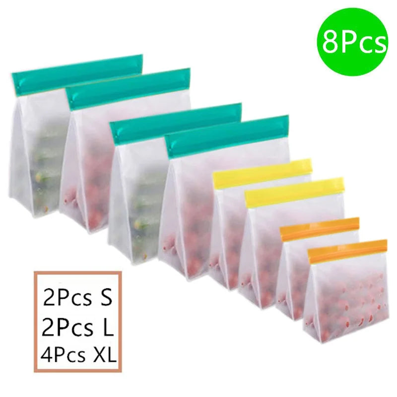 EcoNest Kitchen Reusable Silicone Ziplock Food Storage Bags