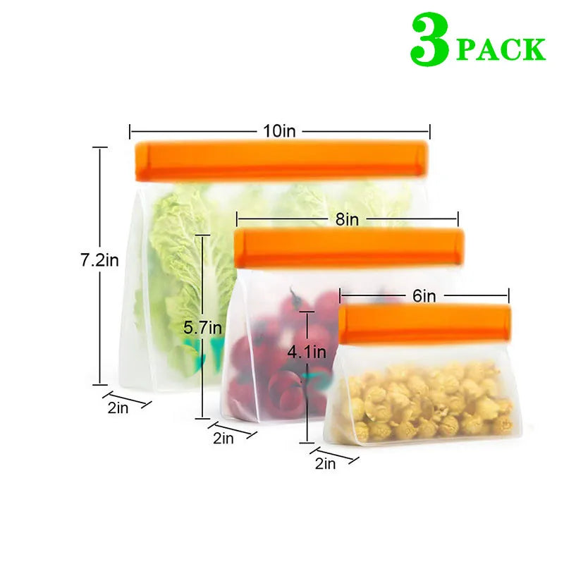 EcoNest Kitchen Reusable Silicone Ziplock Food Storage Bags