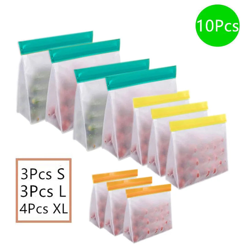 EcoNest Kitchen Reusable Silicone Ziplock Food Storage Bags