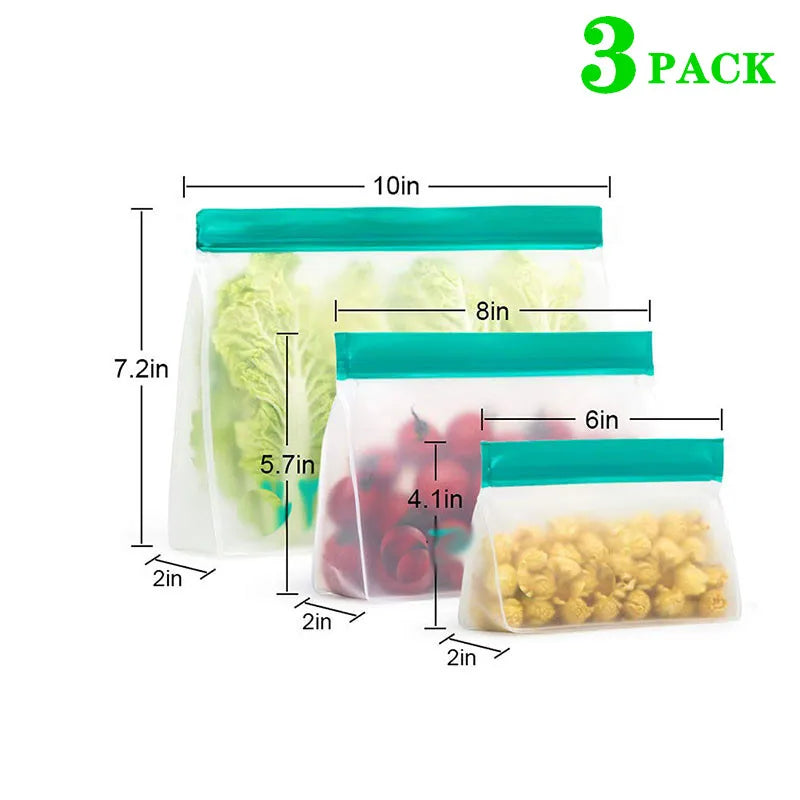 EcoNest Kitchen Reusable Silicone Ziplock Food Storage Bags