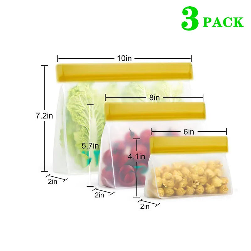 EcoNest Kitchen Reusable Silicone Ziplock Food Storage Bags