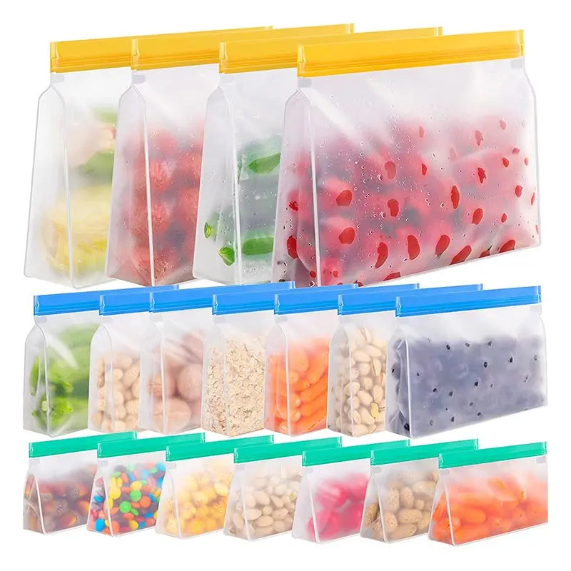 EcoNest Kitchen Reusable Silicone Ziplock Food Storage Bags