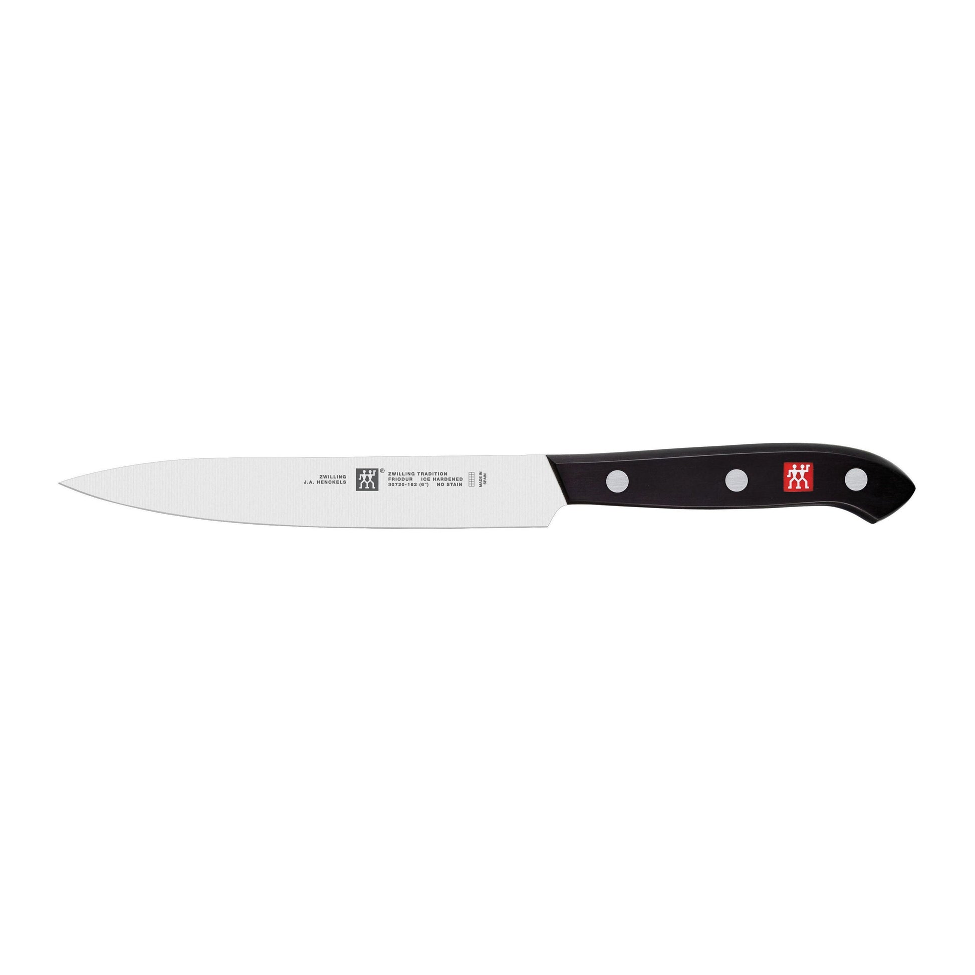 Knife with a black handle on a white background